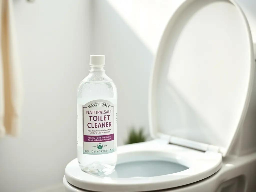 A person easily pouring jptipo.top's Japanese Mineral Salt Toilet Cleaner B into a toilet bowl, showcasing the product's ease of use and convenient application.