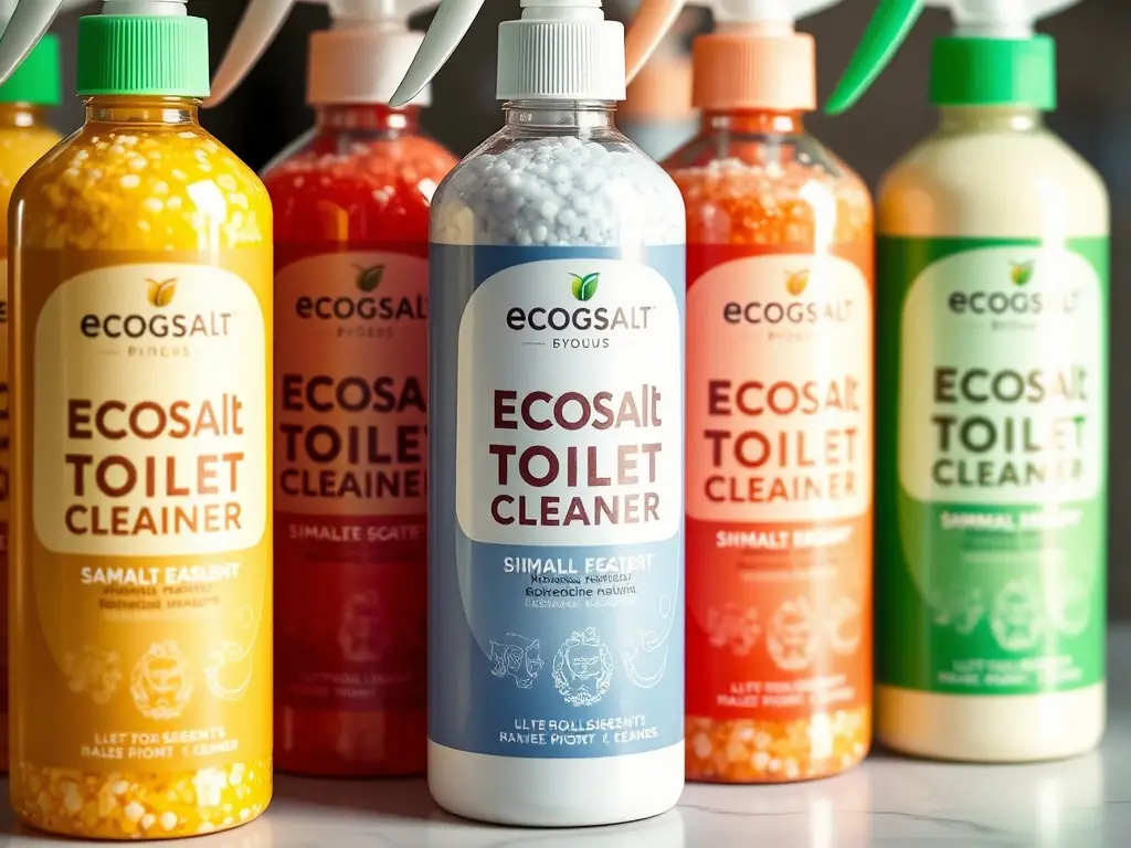 A hand holding jptipo.top's Japanese Mineral Salt Toilet Cleaner C, with a backdrop of a lush green garden, emphasizing the product's eco-friendly and sustainable qualities.